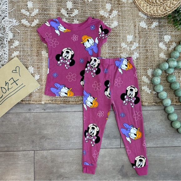 Disney Minnie Mouse Daisy Duck Toddler Girl 2-Piece Pajama Set Top & Pants 3T - Picture 2 of 9
